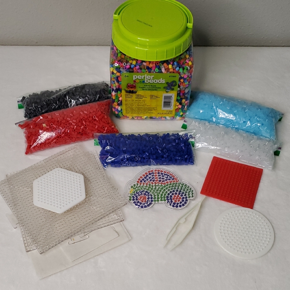 Perler Bead Bucket Set Sorted Perler Beads with 6 Pegboards
